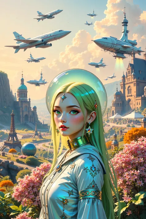 ((best quality)), ((masterpiece)), (detailed), perfect face, surreal, art nouveau, in the illustrative style of moebius, spaceships, aliens, fantasy, sci-fi, graphic novel, line drawing, french retro, 