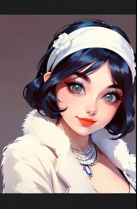 araffe woman in a white fur coat and a feathered headband, up face with 1 9 2 0 s hairstyle, 1920s vibes, 1 9 2 0 s hairstyle, wearing 1 9 2 0 s cloth hair, 1 9 2 0 s hair, roaring 20s, 1920s style, 1 9 2 0 s style