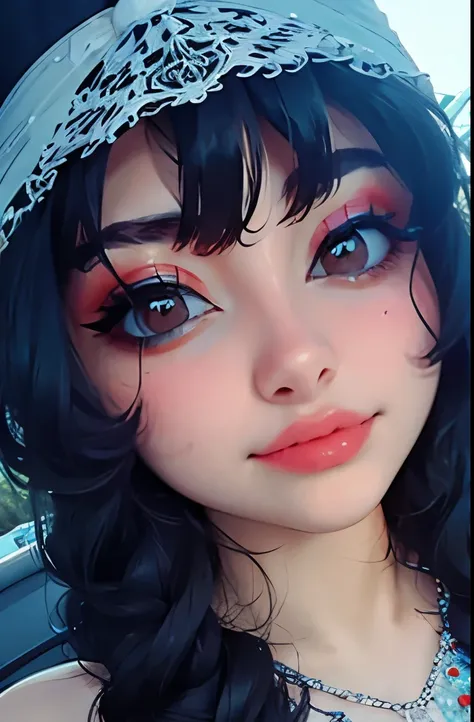 a close up of a woman with a veil and a hat, digital art by Natasha Tan, trending on cg society, digital art, looking to the right, vintage makeup, up face with 1 9 2 0 s hairstyle, 5 0 s style, 50s style, 1950s vibes, 1 9 5 0 s style, 1 9 2 0 s hairstyle