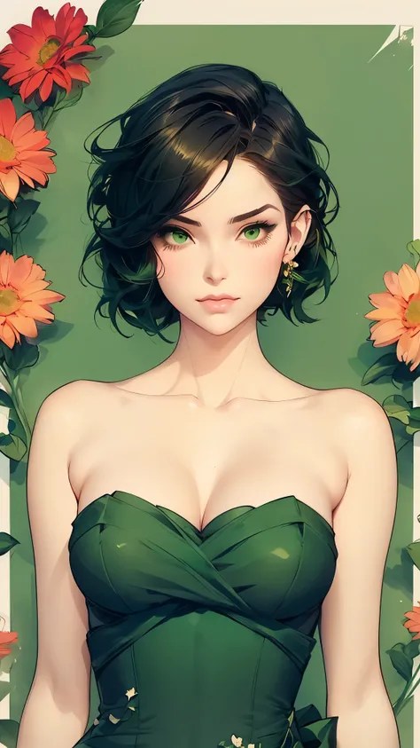 a woman in a green dress standing in front of flowers, style artgerm, style of charlie bowater, in the art style of bowater, beautiful comic art, beautiful alluring anime woman, otto schmidt, trending artgerm, beautiful anime woman, artgerm style, lois van...