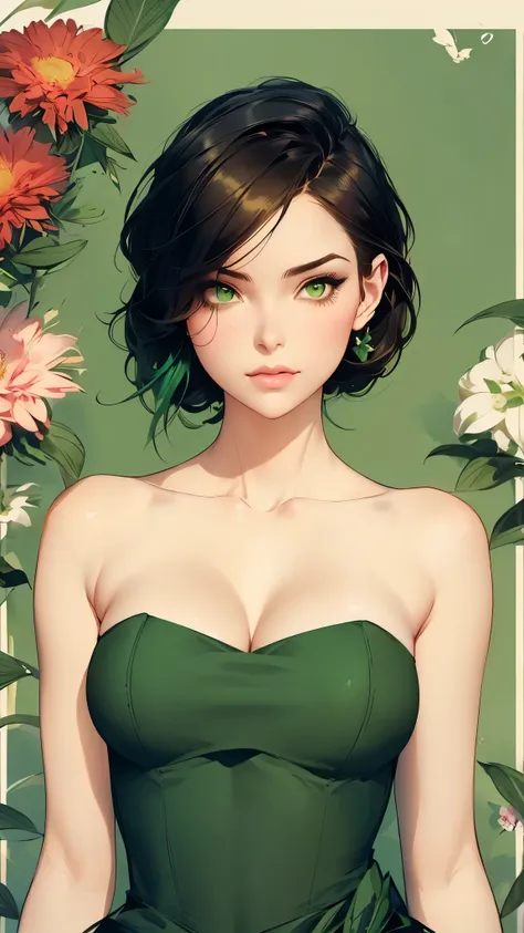 a woman in a green dress standing in front of flowers, style artgerm, style of charlie bowater, in the art style of bowater, beautiful comic art, beautiful alluring anime woman, otto schmidt, trending artgerm, beautiful anime woman, artgerm style, lois van...