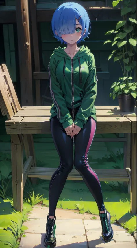 Acme Face、Random pose、short hair、Blue Hair、、hair over one eye、、nsfw、Highest quality、1 girl、alone、、Sexy pose、、
break (Green theme: 1.5), (Wearing a long sleeve (green hoodie with zip-up) over [[Black innerwear]]: 1.4), (Zip-up: 1.5), ((Cleavage, collarbone)...