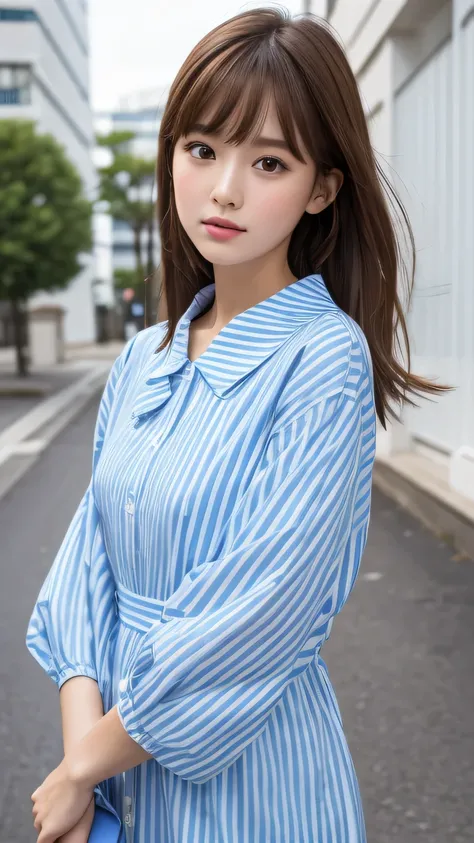 Professional, EF16-35mm F2.8L III, high definition, 4K, photo quality, realistic, soft light source, Japanese, one pretty girl, baby face, 20 yrs, brown eyes, parted bangs, brown hair, medium hair, looking at camera, upper body.

Design Features:
Oversized...