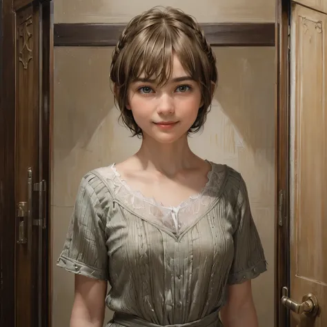 102
(a 20 yo woman,is standing), (A hyper-realistic), (high-level image quality), ((beautiful hairstyle 46)), ((short-hair:1.46)), (Gentle smile), (Keep your mouth shut), (trompe loeil), ((trickart))