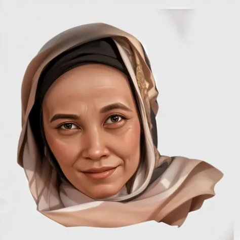 a close up of a woman Old wrinkles with a Hijab on her head, 60 year old woman, high quality portrait, digital illustration portrait, digital portrait, realistic female portrait, realistic portrait, digital art portrait, realistic portrait photo, potrait, ...