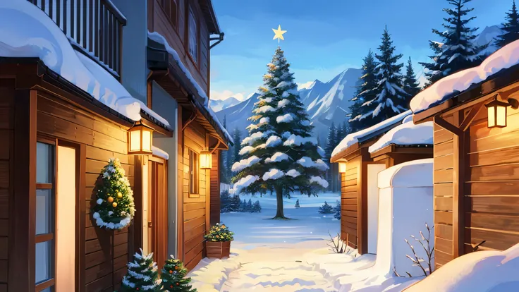  Scenery, Christmas,snowだるま, Christmasツリー、snow,