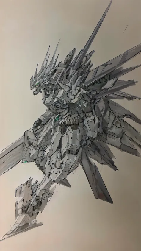  This is a picture drawn with a pencil on a white notebook, possession_weapon, trams, machine, line drawing, ((sketch)), Luminous_eye, mecha, science_Novel,  realistic, mecha, The "Ice Worm" from Armored Core 6, A worm made of machinery.