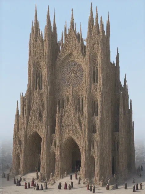 A huge Gothic cathedral made of sandstone and full of towers, Glassware.