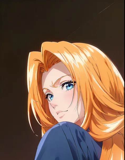 fix face, blue eyes, orange hair,