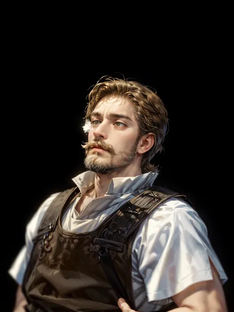 (absurdres, highres, ultra detailed, HDR), masterpiece, perfect face, detailed face, intricate details, extremely detailed character profile, best quality close-up picture, fire emblem character, rpg, old man, thick beard and thick moustache casual outfit,...