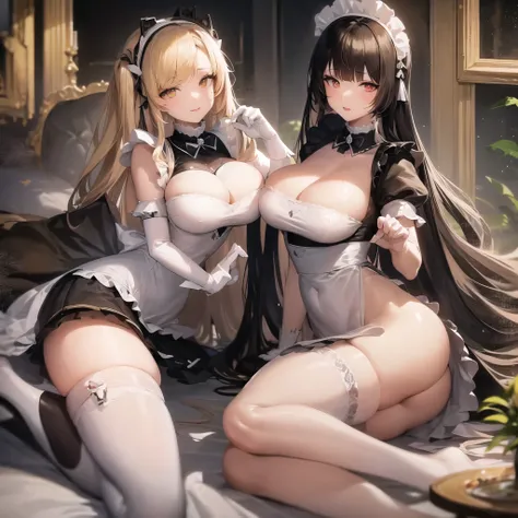 anime - style image of a woman in a maid outfit posing on a bed, anime cat girl in a maid costume, fine details. girls frontline, from girls frontline, anime girl in a maid costume, cosplay of a catboy! maid! dress, wlop and sakimichan, from arknights, cap...