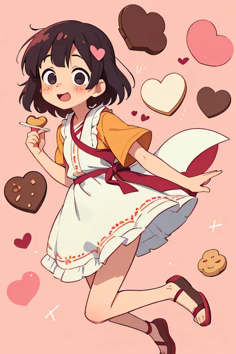 Best quality, high resolution, background details, May, a second-year junior high school student, got up early to make heart-shaped cookies. It was her dream to one day give handmade cookies to her crush, Takuma.
During lunch break, she called out to Takum...