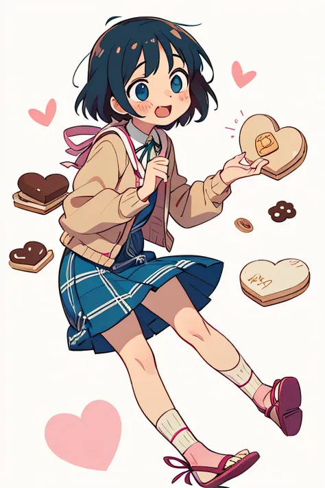 Best quality, high resolution, background details, May, a second-year junior high school student, got up early to make heart-shaped cookies. It was her dream to one day give handmade cookies to her crush, Takuma.
During lunch break, she called out to Takum...