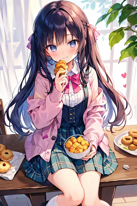 Best quality, high resolution, background details, May, a second-year junior high school student, got up early to make heart-shaped cookies. It was her dream to one day give handmade cookies to her crush, Takuma.
During lunch break, she called out to Takum...