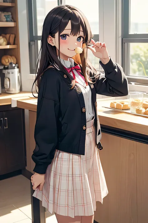 Best quality, high resolution, background details, May, a second-year junior high school student, got up early to make heart-shaped cookies. It was her dream to one day give handmade cookies to her crush, Takuma.
During lunch break, she called out to Takum...