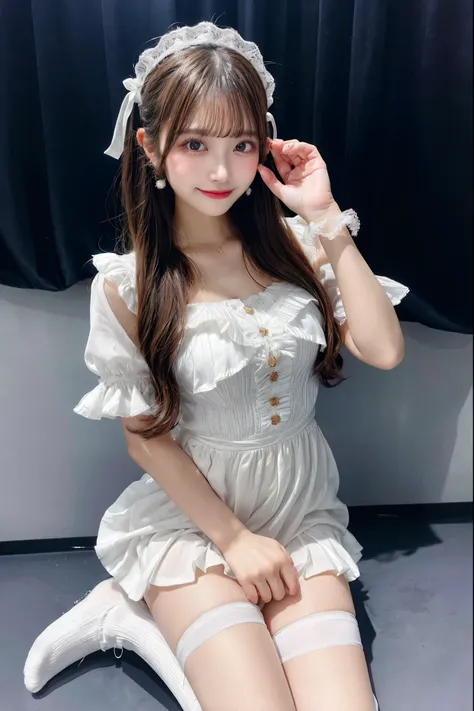 Full body exposure, Multiple Piercings , bangs, top quality, super detailed,Masterpiece,True,Photo real,Bright Light,1 girl in, (Kawaii:1.2), Light Smile , ( Brown Eyes ),( bangs), Perfect Smooth Skin ,flawlessskin, plump breasts,(( Accurate Gestures No In...