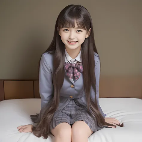 (Highest quality, masterpiece:1.2), Highest quality, High resolution, 1080P, 8k, clearly detailed, (Noble super-pretty long hair hair super-beautiful super-bewitching super-cute expensive school-uniform pretty slender 13yo girl of most beautiful school-uni...