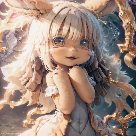   Beautiful eyes and lips.  (((chibi style,))) . The image quality is excellent,      Very detailed and realistic features   . The medium of this work is、           I created an illustration   .. The colors are vivid、        illumination、    Made in Abyss ...