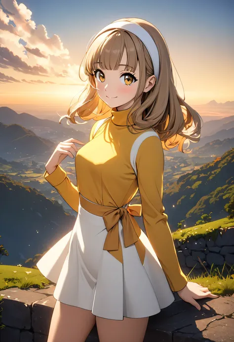 (( Masterpiece,  better quality ,  high resolution, UHD, perfect pixels ,  depth of field , 4k, RTX, hdr))), 1 girl, single, , alone,  full body , beautiful anime girl,  beautiful artistic style ,  Anime character , ((a slight smile,  straight mid-back hai...