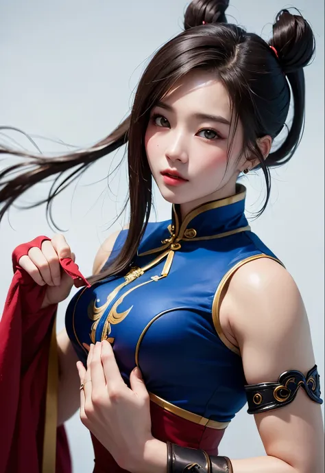 16K quality、最 High Quality 、 high definition 、Actual Photos、((Long Hit、 looks like the whole body is shown ))、((SF2 Chunliの青い Chinese Dress ))、(((SF2 Chunli&#39;Blue and Navy)  Chinese Dress 、 miniskirt、 white panties、 miniskirt、 white panties、Puff sleeve ...