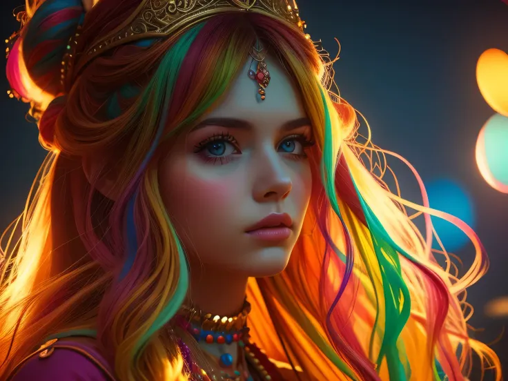 Girl  , in hippie time  style, beautiful  face - Colorfull image in (8 k Quality ) - Perfect hands and max attention to the details -