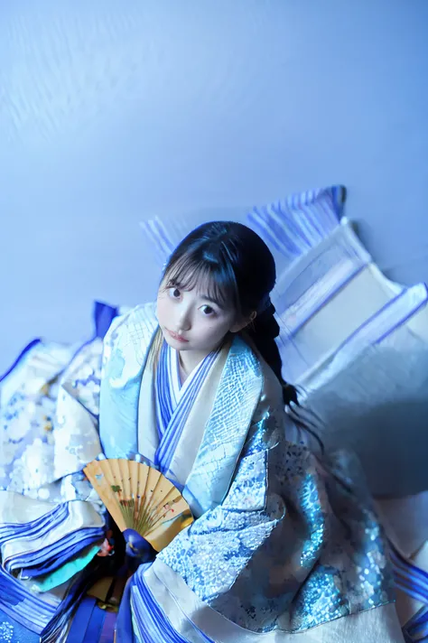 A hyper-realistic, highly detailed, and high-resolution (16k) image of a young, beautiful girl. She wears a futuristic reinterpretation of the traditional Japanese juunihitoe ( 12 single),
The long sleeves and long hem of the fabric ripple beautifully on t...