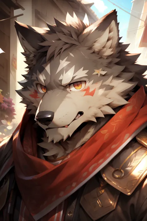 pixiv, furry art, solo, male, mature male, (male anthro wolf:1.3), (kemono:1.2), detailed eyes, portrait, (detailed eyes), 8k hd, by Pino Daeni, barazoku, [by dagasi, by zixiong], cygames, by null-ghost