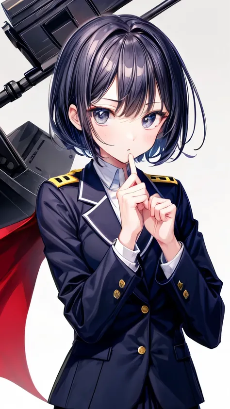 (( top quality)), ((  masterpieces during breakfast )), (  Details),  1 girl, Long Skirt ,uniform, blazer, Empire of Japan, semi-long, black hair, black eyes, slender but not too thin,男らShii,anime,KyoAni, is standing, has nothing , facing this way,Confiden...