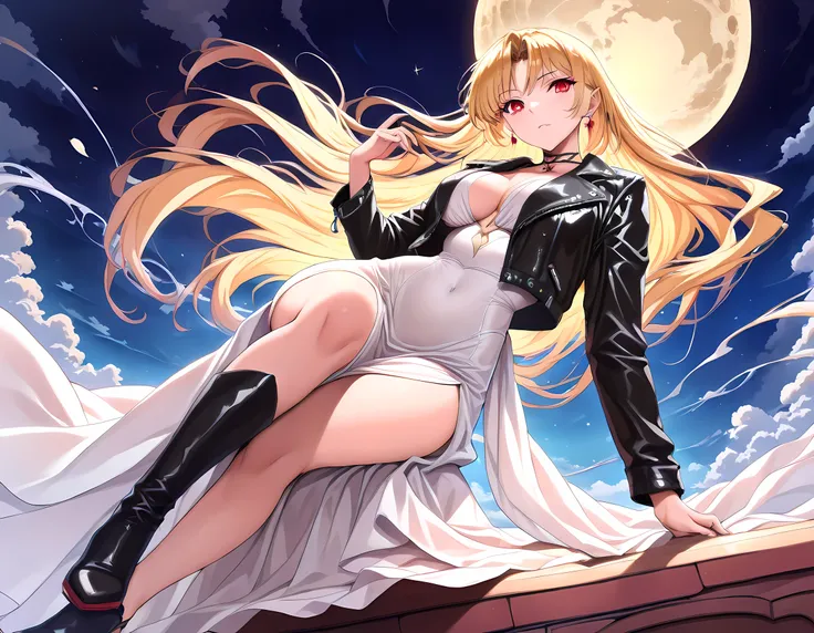 dark fantasy anime art, comic art, gothic art, (masterpiece:1.5), full body best details, highly detailed, best quality, highres, full body portrait of a female vampire (Masterpiece, best quality: 1.6), ultra feminine, with a long curvy hair, blond hair, (...