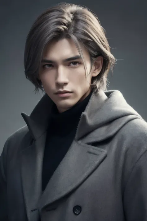  OK 。 The brown eyed man with gray hair 、I will create a prompt with the image of you wearing a gray long coat。

 prompt :
a tall, slender man with closely-cropped gray hair styled in a textured wolf cut, his warm brown eyes contrasting with his cool, mono...