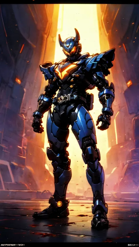 (masterpiece:1.5, best quality:1.5, extremely delicate:1.5), ((male:1.5)), a man wearing a full-face helmet, high-tech biomimetic armored combat suit, (a composite layered chest armor), the design balances heavy with agility, fully enclosed shoulder guards...