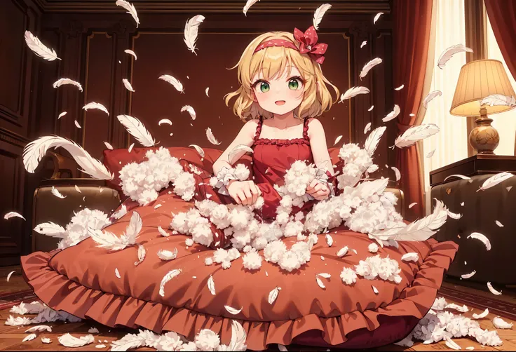 (best quality, masterpiece) , details, (Light and shadow oxtail) , Cute girl posing on pillow ,Pillow, Upholstered,Soft pillow,(Pillow),The love surrounding the protagonist,steam,(Luxury Pillow),(Gorgeous pattern pillow),luxurious pillow, standing,(Love ar...