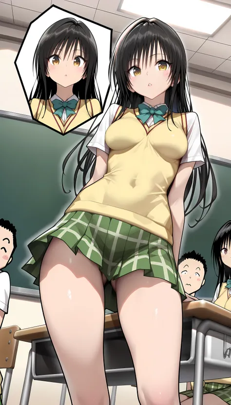 (masterpiece,best quality:1.2,amazing quality,very aesthetic,absurdres,newest),official style,Alone, (kotegawa yui, to love-ru),(adult:1.2),(very small head:1.2),black hair,long hair,gorgeous eyes,parted lips,(ideal ratio body proportions:1.2,slender body:...