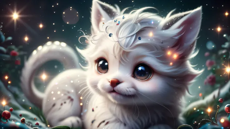 Magical Fantasy Creature, (Best Quality, Masterpiece, Representative Work, Official Art, Professional, Super Detailed, 8k:1.3), (Photorealism:1.2) Super Cute, Big Eyes, Soft, Soft Nose, Fluffy, Double-Toothed Smile, Aurorastyle, Highly detailed Dynamic sho...