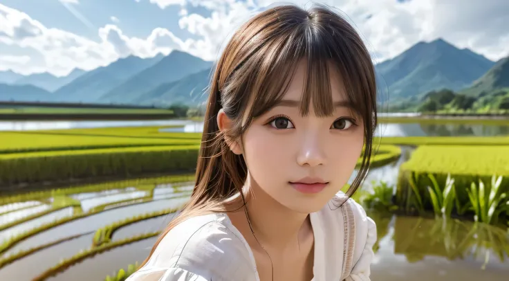 Professional, EF16-35mm f/2.8L III, High Definition, 4K, Photo Quality, Realistic, Soft Light Source, Japanese, One pretty girl, 20 years old, Brown eyes, Parted bangs, Brown hair, Medium hair, Looking at camera, Upper body & close up on subject.
Season: M...