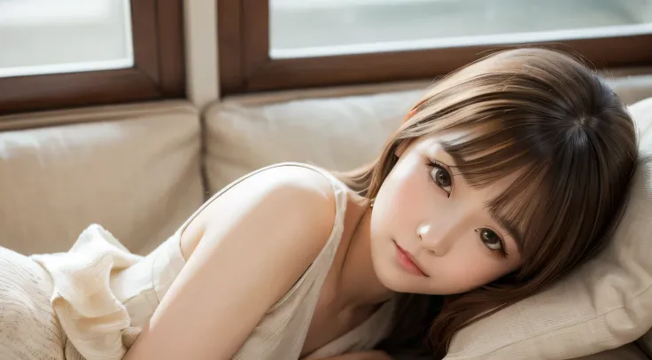 Professional, EF16-35mm f/2.8L III, High Definition, 4K, Photo Quality, Realistic, Soft Light Source, Japanese, One pretty girl, 20 years old, Brown eyes, Parted bangs, Brown hair, Medium hair, Looking at camera, Upper body & close up on subject.
Season: M...