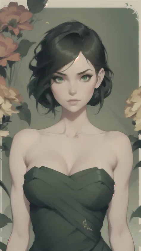 a woman in a green dress standing in front of flowers, style artgerm, style of charlie bowater, in the art style of bowater, beautiful comic art, beautiful alluring anime woman, otto schmidt, trending artgerm, beautiful anime woman, artgerm style, lois van...