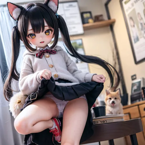 
          Shiba Inu Girls、ChibiRan lifts the hem of her skirt to show her panties