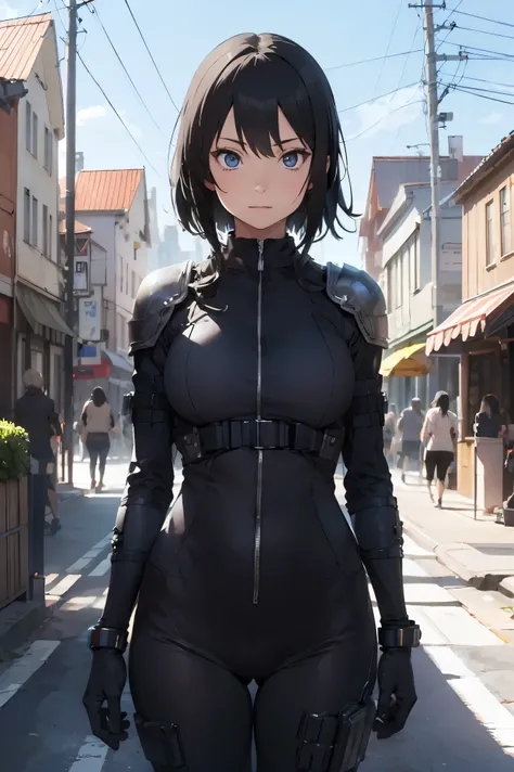 shizune,
BREAK (armor, bodysuit, pauldrons, sexy bodysuit, shoulder armor, thighs, veil, black veil:1.2),
BREAK street, standing,
BREAK (masterpiece:1.2), best quality, high resolution, unity 8k wallpaper, (illustration:0.8), (beautiful detailed eyes:1.6),...