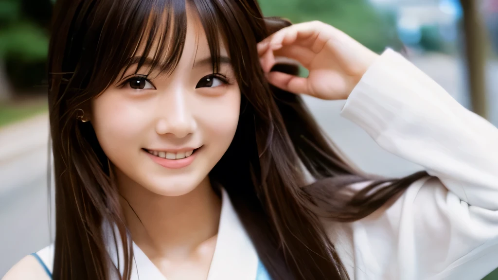  20 Year Old　 Japanese　photograph　cute　smile　 long hair