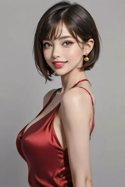 (1.  beautiful woman,  Supermodel  ), ( perfect anatomy ), ( Cowboy Shots), Golden Ratio, (top quality:1.4), 32k resolution, ( realistic  :1.5), High resolution UHD, (masterpiece:1.2), ( Very Beautiful Face Details ), (Grin), (top qualityの realistic な肌のテクス...