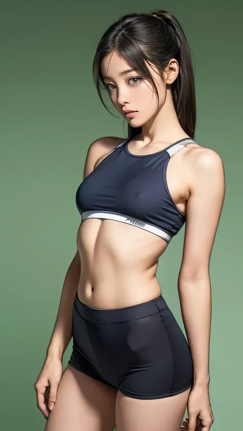 最 high quality,  high resolution, Reality,  perfect anatomy ,  very detailed ,  delicate face , Detailed body,  high quality, pretty girl, :1.4,  youthful face ,  Bob Kurt ,  small breasts,  tights , Very slim:1.6, Very thin waist:1.4, Fitness Arena, Sexy ...