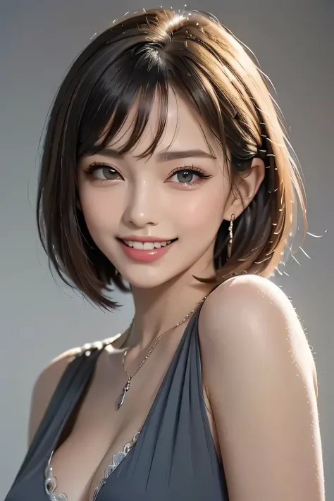 ((1. Ultimate beauty)), mature, beautiful face, detailed lips from home, beautiful eye for detail, double eyelid , has long eyelashes, (Grin), (( beautiful alignment of teeth)), seductive gaze , A charming smile, has long eyelashes, elegant eyesh...