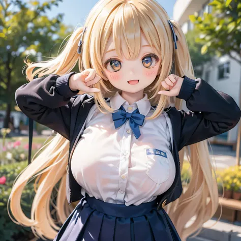  LOTS OF ERMIN GIRLS Two people DANCE IN THE SCHOOL GARDEN   ((((      School Uniforms  )))) DANCE IN THE SCHOOL GARDEN   、smile,  Chibi、Big Breasts and Super Big Breasts 
