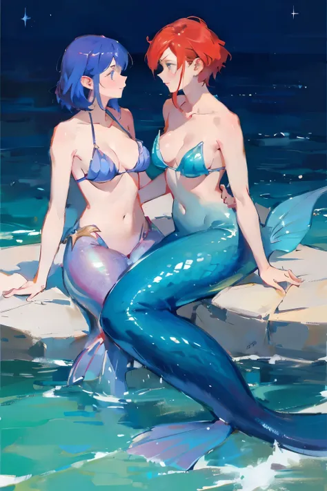 Beautiful mermaid, dynamic art, lesbian