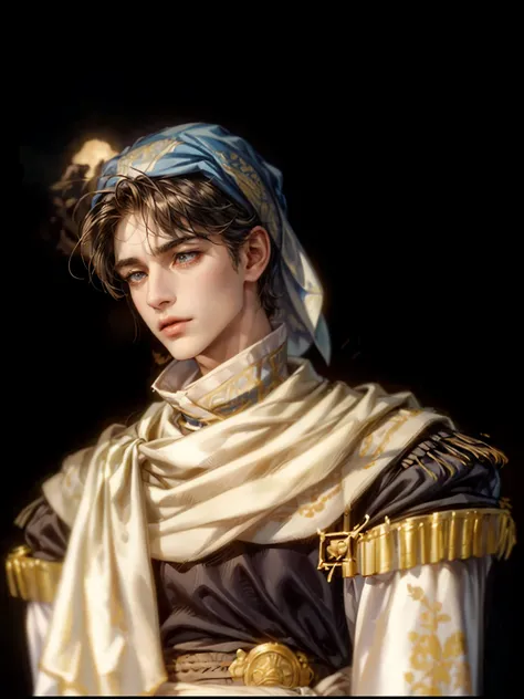 (absurdres, highres, ultra detailed, HDR), masterpiece, perfect face, detailed face, intricate details, extremely detailed character profile, best quality close-up picture, fire emblem character, headscarf bandana on forehead male, boy, guy