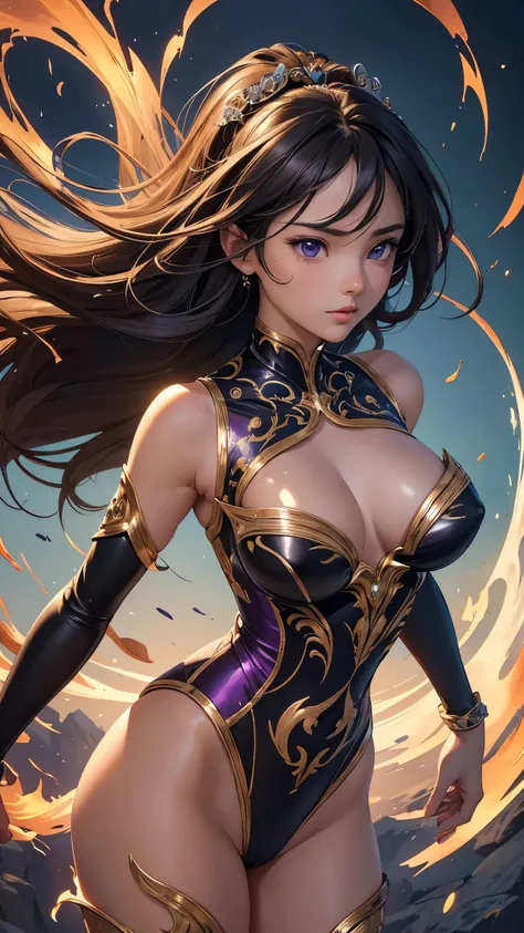 (( top quality)),( super high resolution),( super detailed),( detailed description ),(( best CG )),( Best Artwork ),Ultra-detailed art, Amazing Painted Art ,( Animated Art with Exquisite Details :1.5),  Leotard Bodysuit that fits a plump body, Trance,  glo...