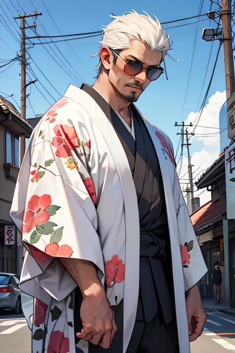  high definition ,  white skin、Yakuza、President、Giant、 sunglasses、 kimono