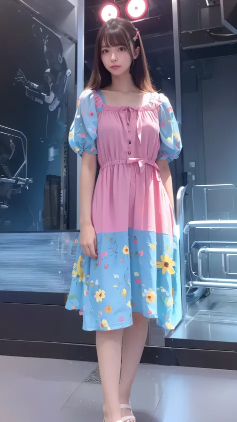 high color pass, wearing a summer dress