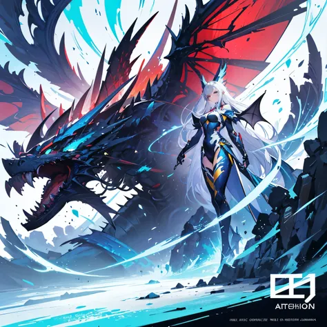 a poster of a large blue and white dragon with wings, concept art by Kilian Eng, pixiv contest winner, digital art, hd anime wallaper, anime wallaper, trending on artstation pixiv, digital art on pixiv, detailed digital anime art, anime mecha aesthetic, hy...